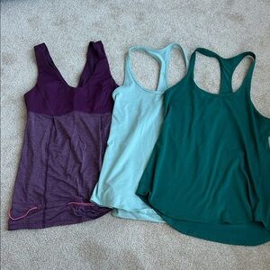 Lululemon Lot of 3 tanks women’s size 4 purple sage and emerald athletic wear